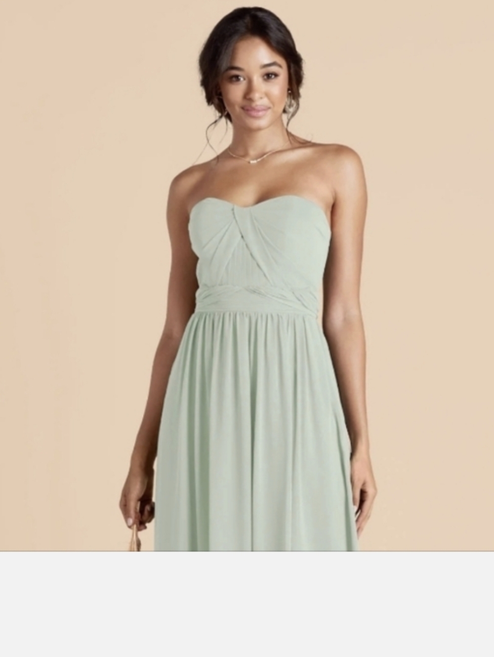 Birdy Grey Strapless Chiffon Gown in Mint